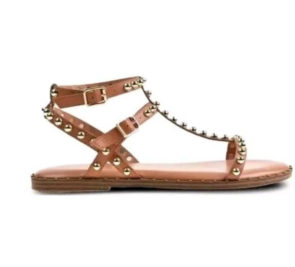 Size 11 Portland Boot Company Brown Studded Gladiator Sandals - Picture 4 of 8